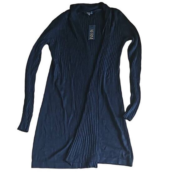 Afrm Shaylee Long Sleeve Open Front Ribbed Cardigan - Black - Size XS/S NWT - Picture 10 of 12
